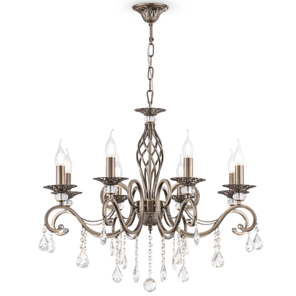 Wisząca LAMPA glamour GRACE RC247-PL-08-R Maytoni metalowa OPRAWA świecznikowy ZWIS z kryształkami złoty