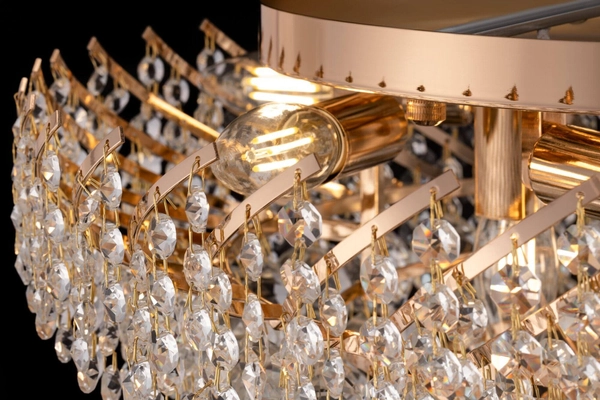 Pałacowa LAMPA plafon KAROLINA DIA120-09-G Maytoni okrągła OPRAWA kryształowa plafoniera sufitowa glamour złota