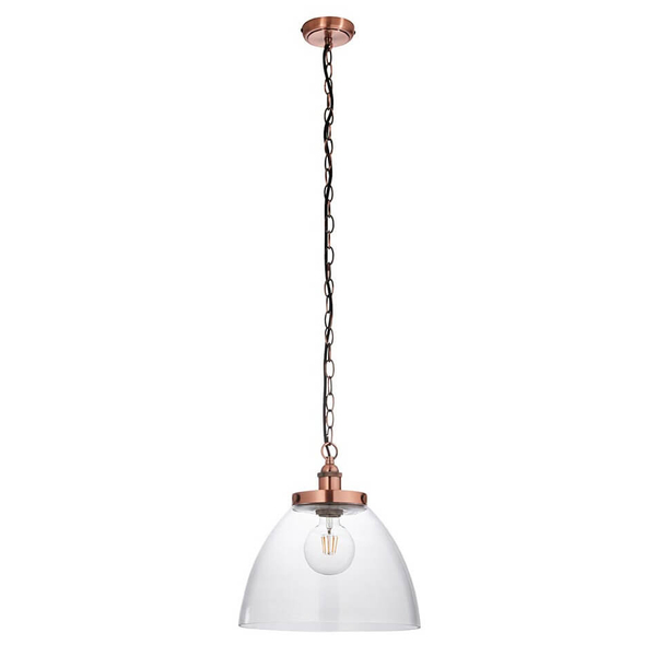 Lampa wisząca łańcuch Hansen Grand 106895 szklana miedziana przezroczysta
