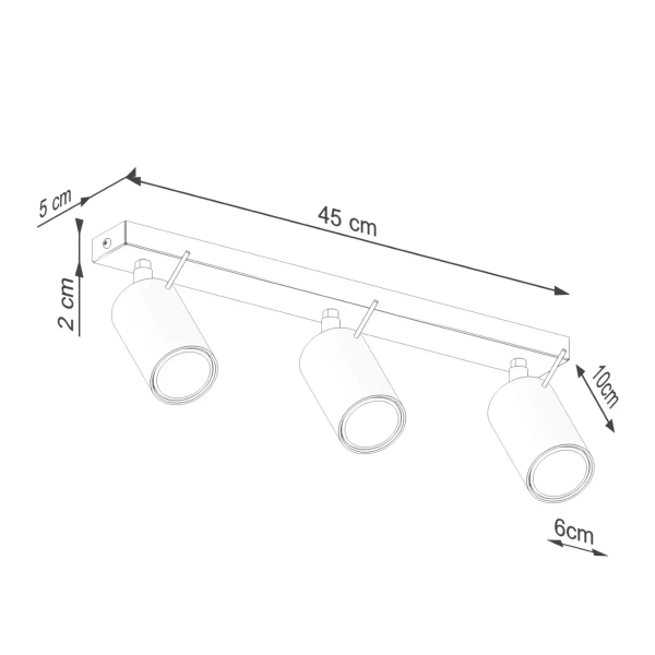 Potrójna lampa sufitowa RING SL.1502 regulowane tubki oliwkowe