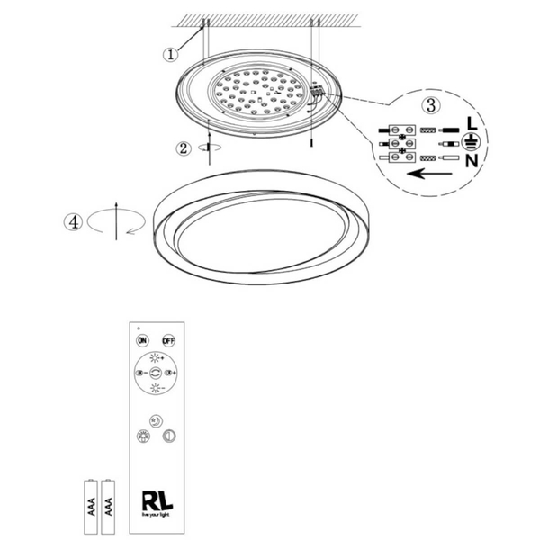 Ledowy plafon czarny Zeta R62712402 z pilotem LED 24W 2700-6500K