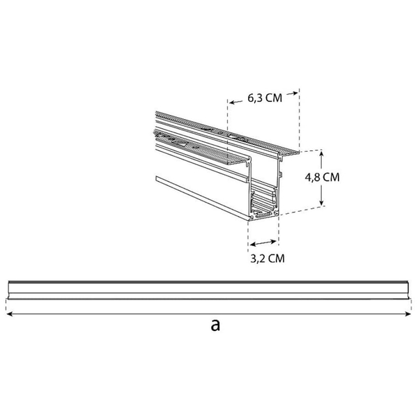 Szyna magnetyczna podtynkowa 3-fazowa 458 Domeno LED metalowa czarna