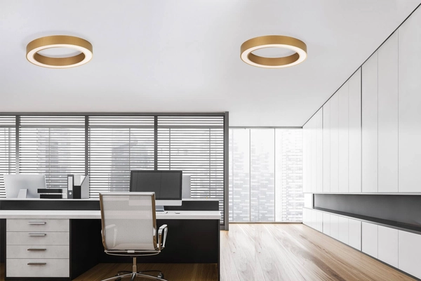 Natynkowa lampa sufitowa Claro LE42686 ring LED 50W do salonu złota