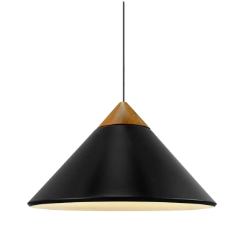 Nowoczesna wisząca lampa Kinto 2520083003 stożek drewniany czarny