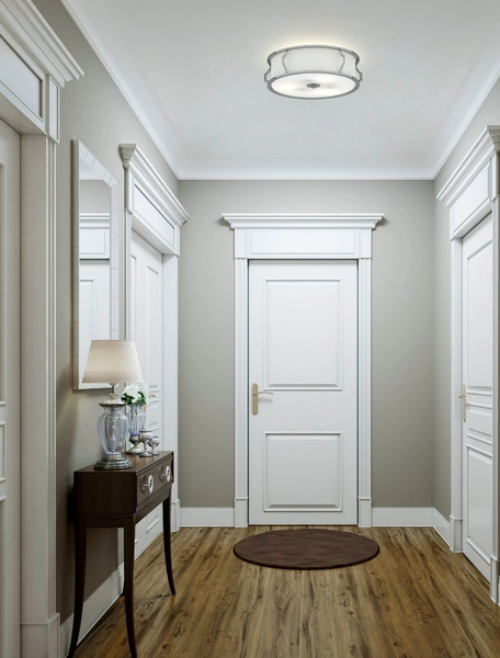 LAMPA sufitowa Pirelo PL Cromo Orlicki Design klasyczna OPRAWA okrągły plafon abażurowy biały chrom