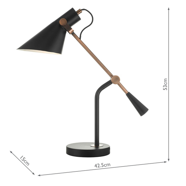 Regulowana lampka stolikowa Jack JAC4064 metalowa czarna miedziana