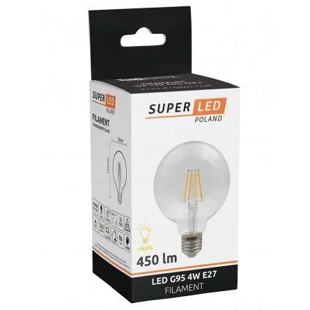 Żarówka dekoracyjna MDECO SLP1414 LED E27 G95 bańka 4W 450lm 230V biała ciepła