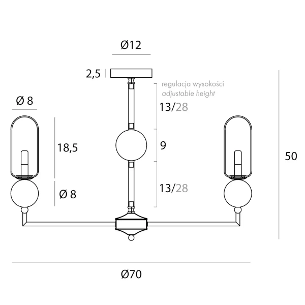 Wisząca lampa do salonu Nova P0633 nad stół kulista złota brązowa
