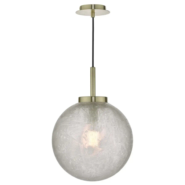 Kulista wisząca lampa Avari AVA0141 szklana kula mosiądz szary
