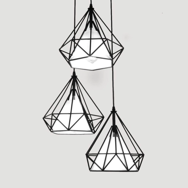Loftowa lampa wisząca DIAMOND CHNR3-E27 druciana metalowy kaskada czarna