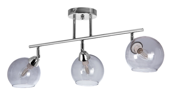 Kulista lampa sufitowa VEN K165-3 szklana chrom przydymiona