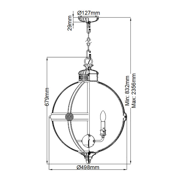 Wisząca lampa retro Adams FE-ADAMS-4P-BB Feiss przezroczysta mosiądz