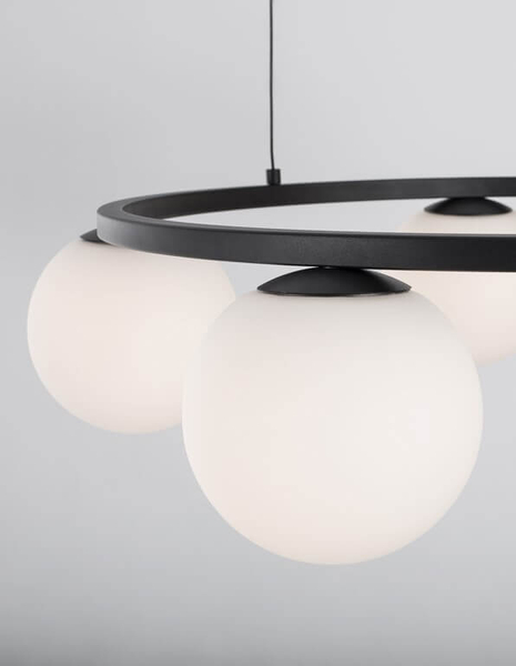 Loftowa lampa wisząca Ubeda LED 35W 3200K pierścień z kulami czarny biały