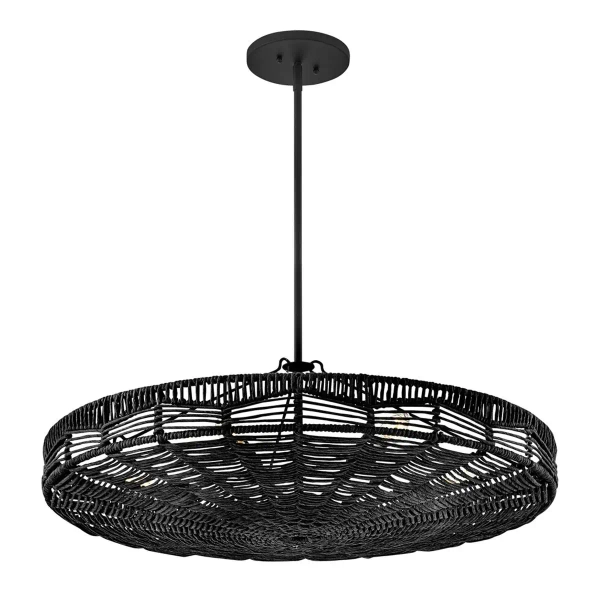 Ażurowa wisząca lampa Ophelia QN-OPHELIA-6P-BK-BK rattan czarny