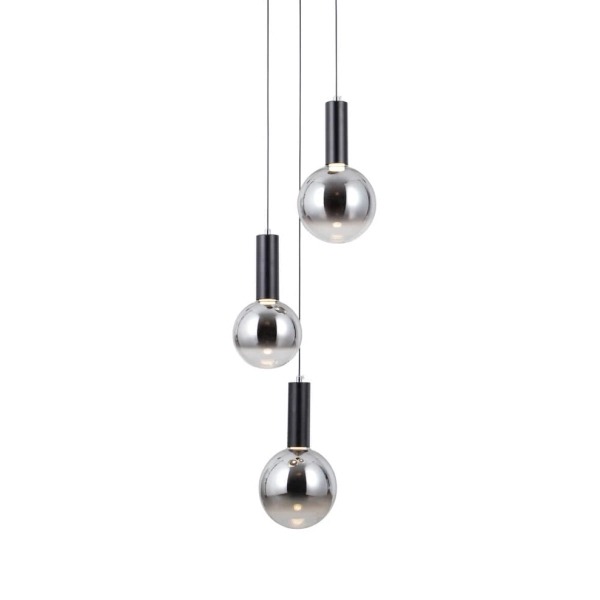 Lampa wisząca Strela PND-34378-3S-BK LED 45W 3000K czarny przydymiony