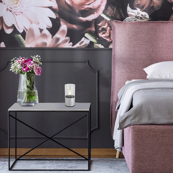 Minimalistyczna lampka nocna Zelkova 3153 okrągła szklana aluminium