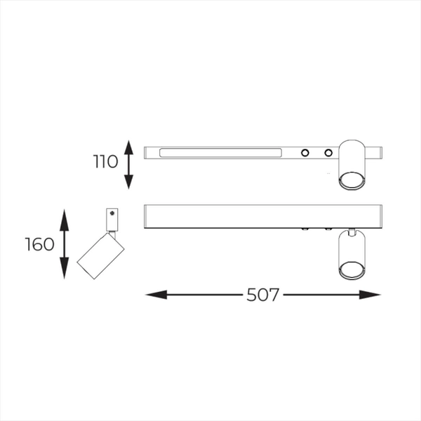 Kinkiet z reflektorem Mannari W230757202 LED 8W 3000K + 1xGU10 czarny