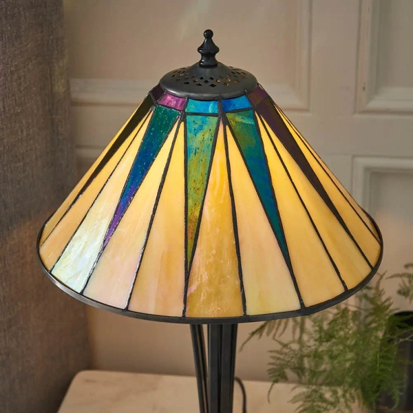 Nocna lampka szklana Dark star 70367 witrażowa tiffany brązowa kolorowa
