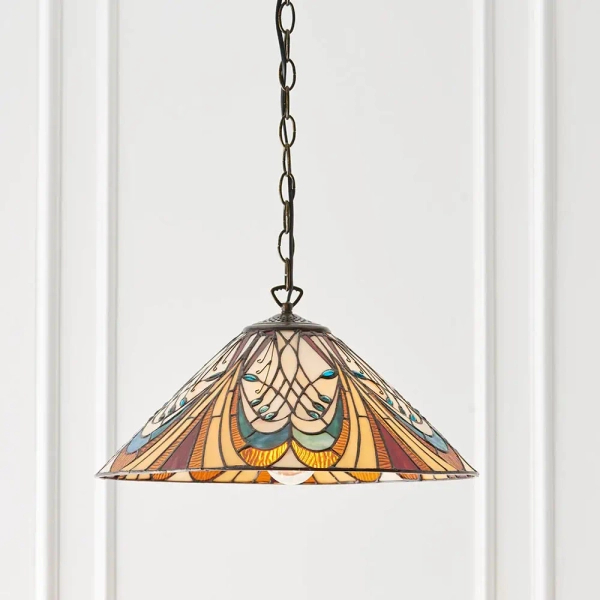 Wisząca lampa salonowa Hector 64162 witrażowa na łańcuchu kolorowa