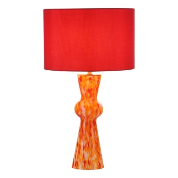 Nocna lampa z abażurem Rheneas RHE4225 tkaninowa czerwony