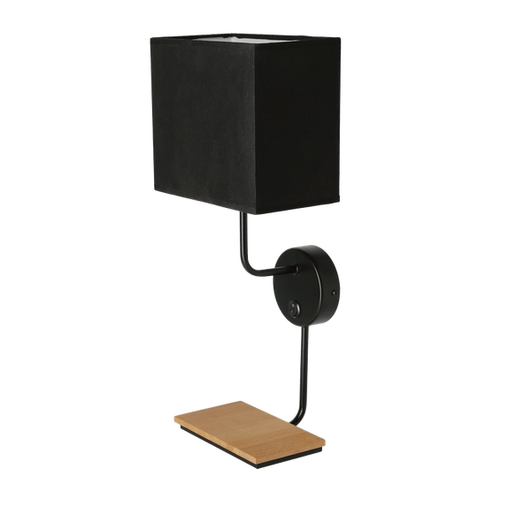 Abażurowa lampa ścienna Keto czarny kinkiet z włącznikiem