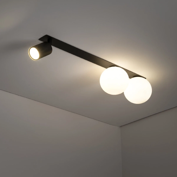 Loftowa sufitowa lampa Vox 3 10928 mleczne kule tuba czarny