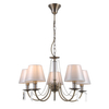 Żyrandol LAMPA wisząca SOLANA PND-28366-5 Italux antyczna OPRAWA abażurowy ZWIS na łańcuchu brąz biały