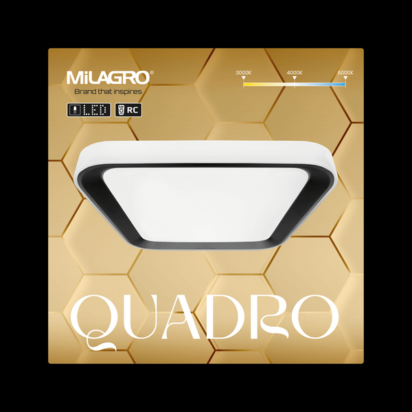 Natynkowa lampa salonowa Quadro LED 38W 3000-6000K biała czarna