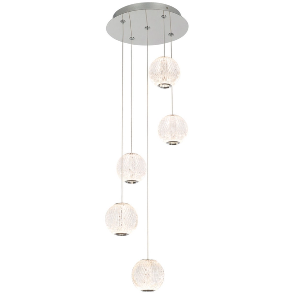 Wisząca LAMPA glamour ROSARIO PND-12220121-5A-CR Italux szklana OPRAWA zwis LED 21W 3000K kaskada przezroczysta