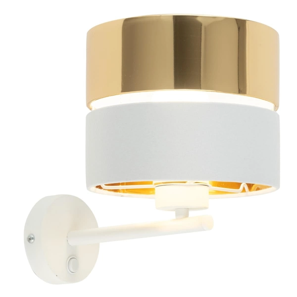 Okrągła kinkiet glamour Hilton 4770 TK Lighting tuba tkaninowy biały złoty