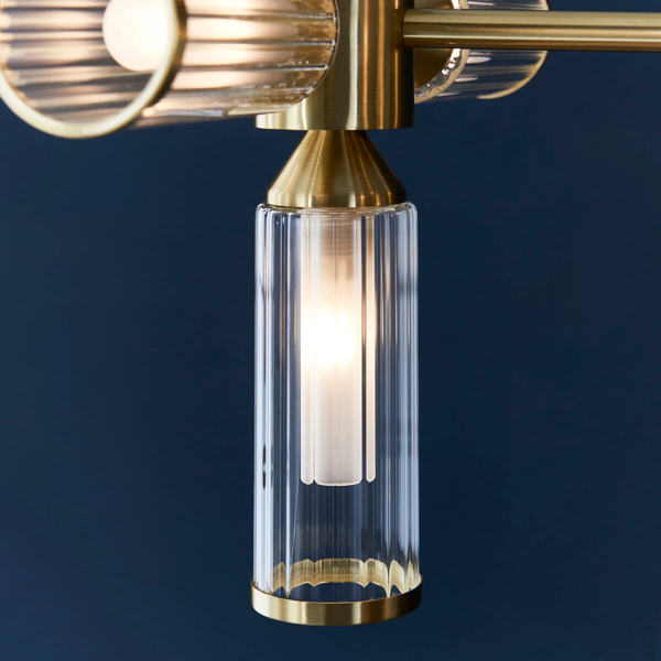 Przysufitowa lampa szklana L&-1106259 tubki mosiądz przezroczysty