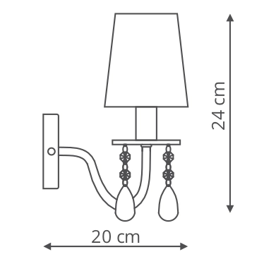 Kinkiet klasyczna LAMPA ścienna MONA LP-5005/1W srebrna Light Prestige abażurowa OPRAWA z kryształkami chrom srebrna