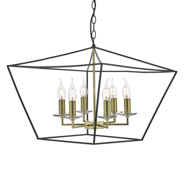 Świecznikowy żyrandol Gretchen GRE0654 Dar Lighting metalowy czarny złoty