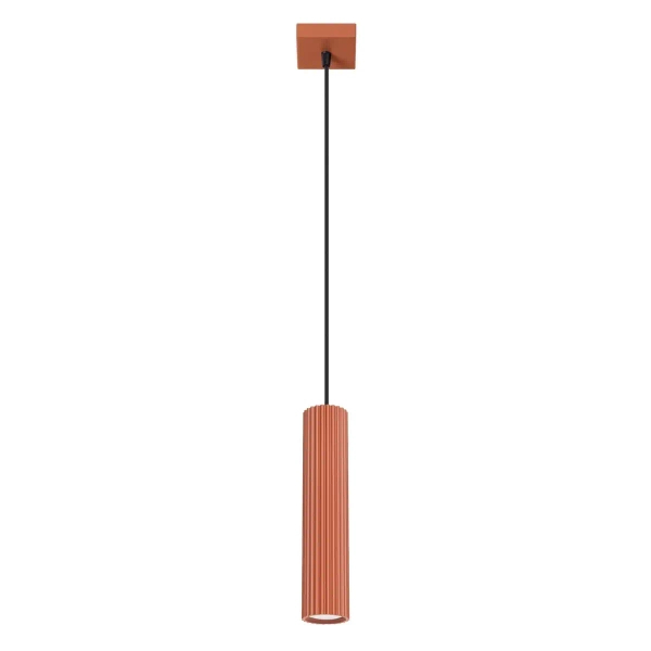 Podłużna lampa wisząca KARBON SL.1630 tuba ryflowana terakota