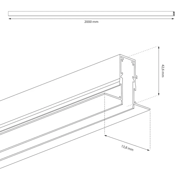 Szynoprzewód magnetyczny podtynkowy 200cm Magnetic Track ML2182 czarny