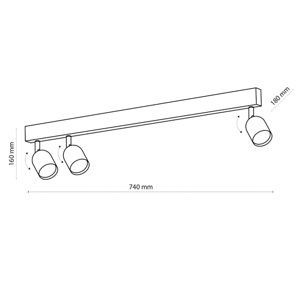 Potrójna lampa sufitowa reflektorki Top 6315 TK Lighting czarna złota