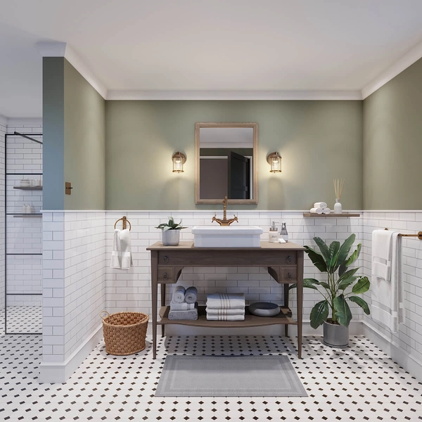 Zewnętrzny kinkiet ścienny Ashland Bay QN-ASHLANDBAY1-NBR-BATH Quintiesse IP44 mosiądz