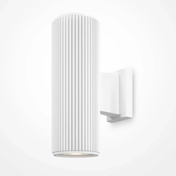 Kinkiet ogrodowy tuba metalowa ryflowana IP54 biały Rando OUTLET