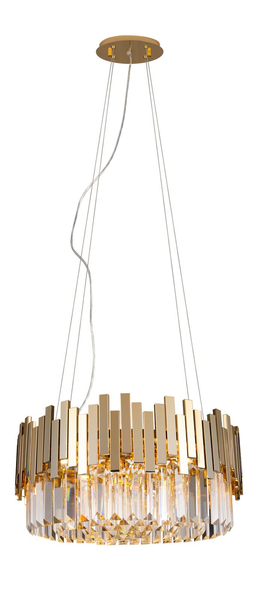 Wisząca LAMPA glamour TREND P0368 Maxlight szklana OPRAWA okrągły ZWIS z kryształkami crystals złoty przezroczysty