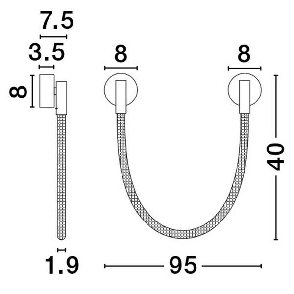 Kinkiet ścienny świetlny CURA LE44258 LED 7W 3000K wąż czarny biały