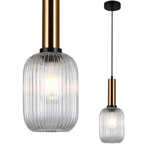 LAMPA wisząca ANTIOLA PND-5588-1M-BRO+CL Italux plisowana OPRAWA loftowy zwis mosiężny przezroczysty