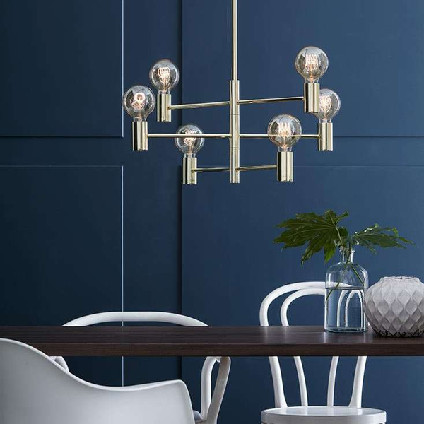 LAMPA wisząca CAPITAL 106418 Markslojd metalowa OPRAWA industrialna ZWIS 6-punktowy żarówki bulbs sticks złoty