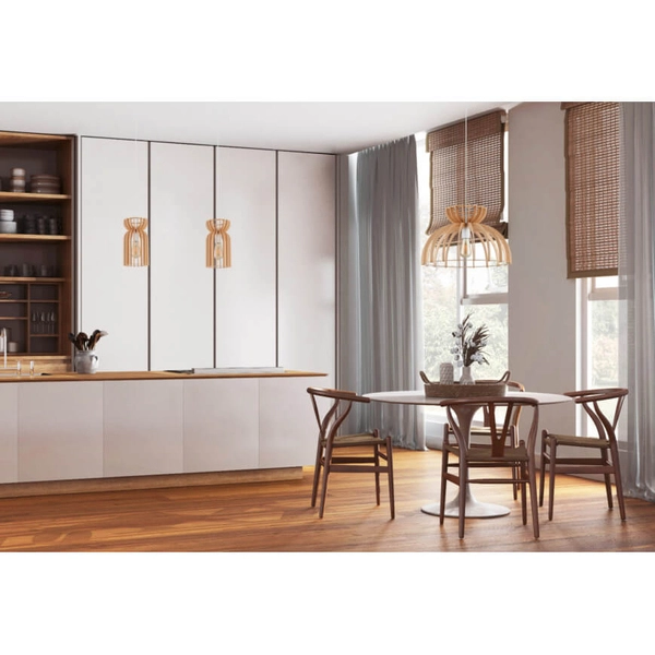 Skandynawska lampa wisząca Kymi 10571 Nowodvorski nad stół drewniana biała