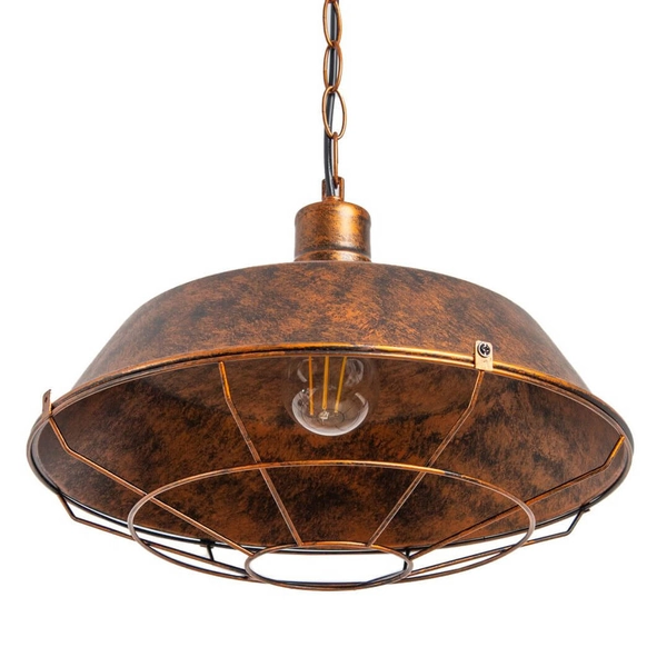 Wisząca zwisająca Antique ABIGALI-PLE27 na łańcuchu loftowa miedziana