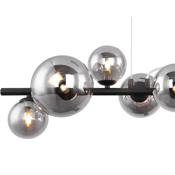 Loftowa lampa wisząca Riha 56133-9H kule do jadalni ball czarna przydymiona