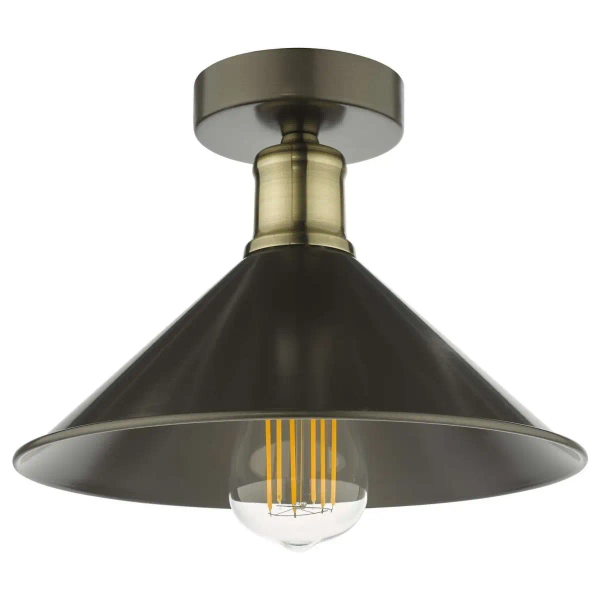 Lampa sufitowa retro Jalen JAL0161 stożek grafitowy mosiądz