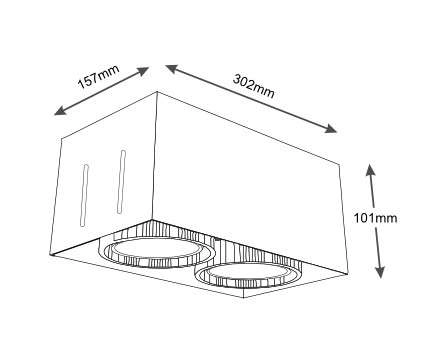Oczko LAMPA sufitowa KOMORO 3309 Shilo podtynkowa OPRAWA regulowana WPUST do zabudowy prostokątny czarny