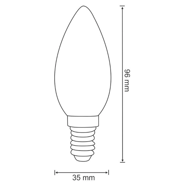 Industrialna żarówka świecznikowa 305107 Polux B35 LED 4W E14 płomykowa 400lm 230V biała ciepła