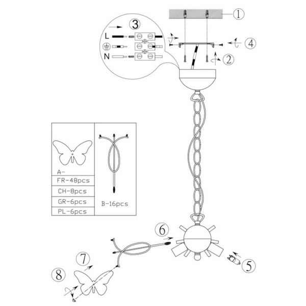 Wisząca lampa dekoracyjna Butterfly R30214017 RL Light motyle multikolor