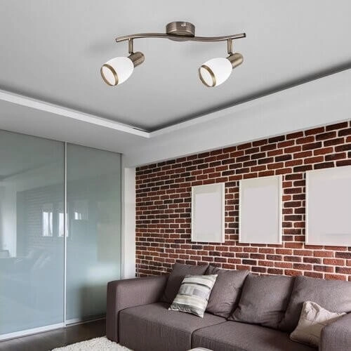 Podwójna lampa sufitowa ELITE 5971 do przedpokoju biała brązowa